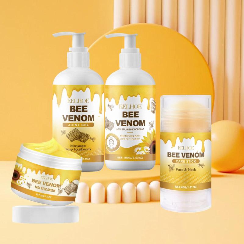 Bee Venom Skin Care Set, 4 Counts Moisturizing Body Care Set, Hydrating Firming Body Care Kit, Daily Skincare Products for Women & Men