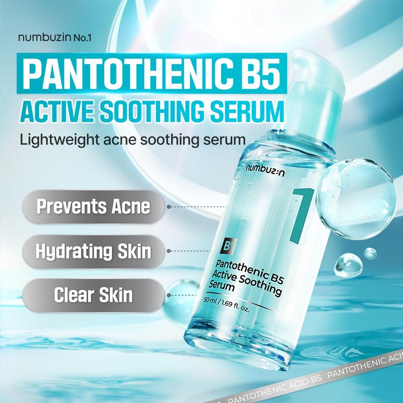 numbuzin No.1 Pantothenic B5 Active Soothing Serum | Lightweight Facial Serum | Hydrating, Excess Oil Control, Acne Soothing | Pantothenic Acid, Niacinamide | Skincare Comfort