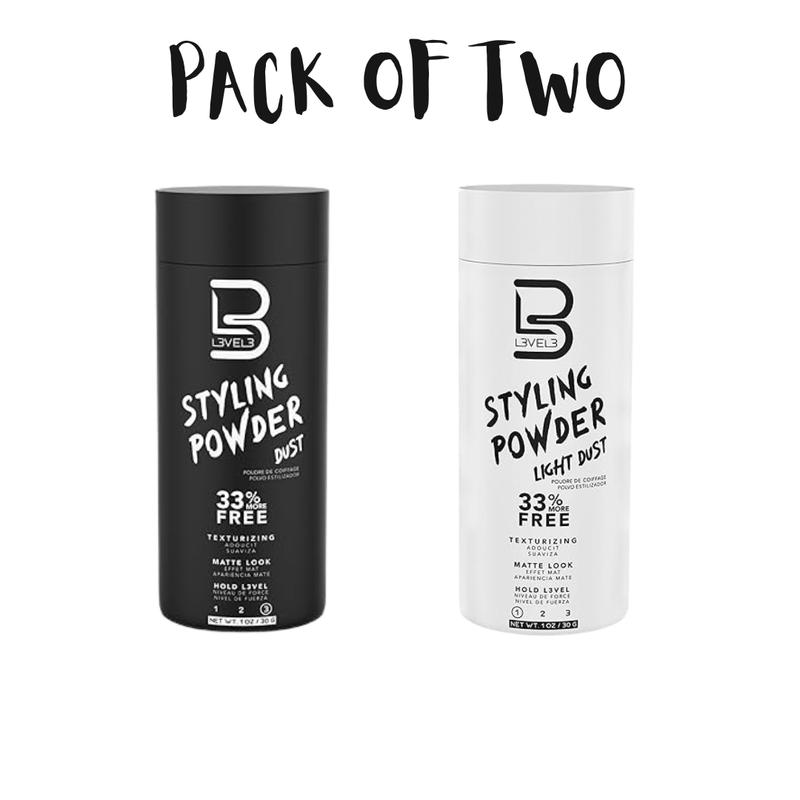 L3 Level 3 Styling Powder ( Pack Of 2 ) - Natural Look Mens Powder & L3 Level 3 Light Hold Styling Powder-Natural Matte Hairstyle-Texturizing Haircare