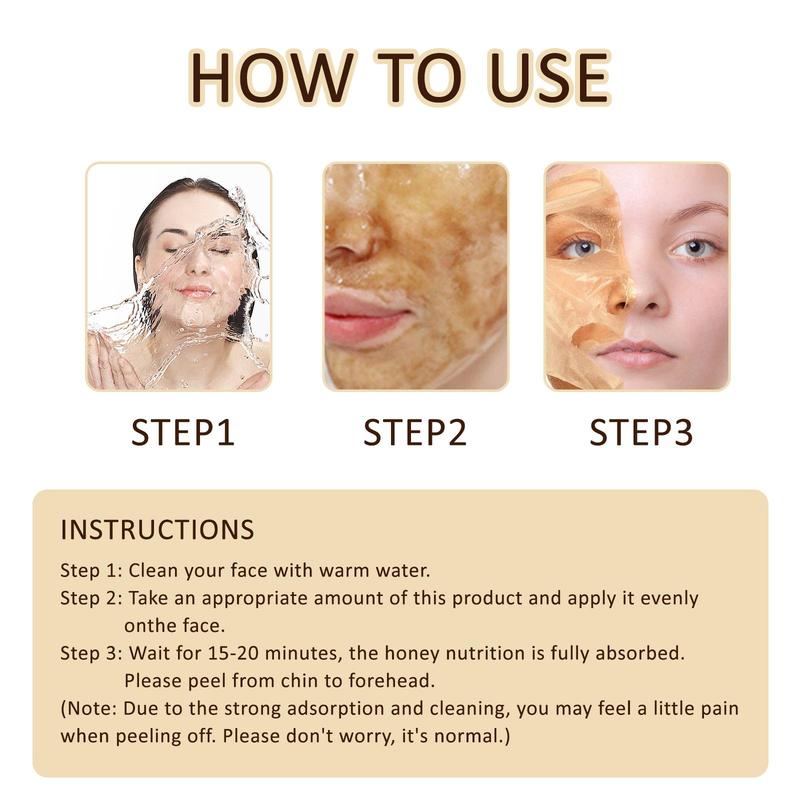 Honey Tearing Mask, Oil Control Honey Tearing Peel Mask, Deep Cleansing Exfoliating Mask, Facial Skin Care Product for Women and Men