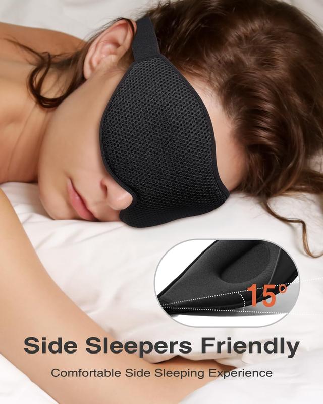 Sleep Mask, Eye Mask for Sleeping, Women Men Side Sleeper, 3D Contoured Cup No Eye   Blocking Light Sleeping Mask with Adjustable Strap Blindfold Yoga, Traveling, Nap, Black