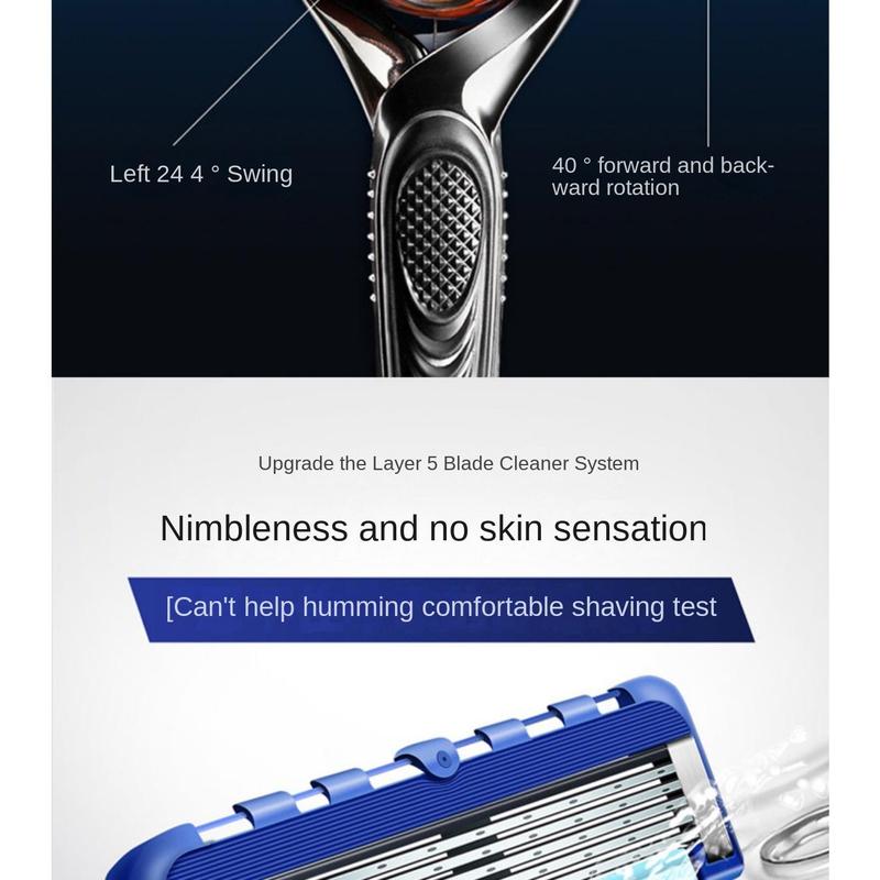 Christmas Men's 5 Layer Blade Razor, 13pcs set Manual Shaving Razor with Razor Blades, Smoothing Beard Shaver, Great for Men Barbershop Salon Home Use