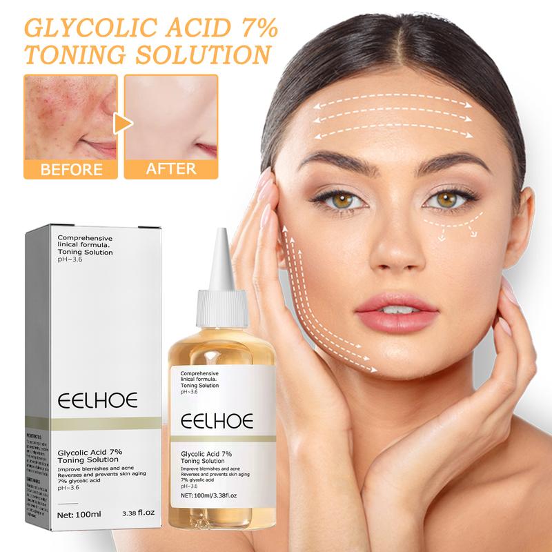 EELHOE Glycolic Acid 7% Exfoliating Toner - 100ml Skin Repair, Exfoliate, Wrinkle Exfoliating for Face, Hydrates  Skincare Smoother Aloe Delicate Facial Sensitive Gentle Gift Mom Radiant Comfort tone brightening