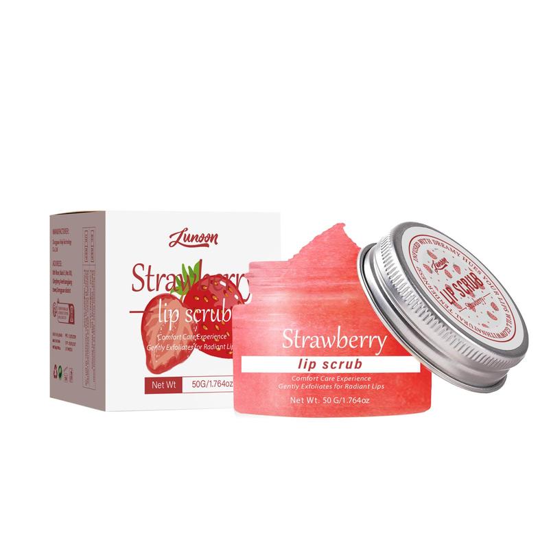 Strawberry Watermelon Coconut Rose Lip Scrub, Moisturizing Lip Care Scrubs for Exfoliating Fade Lip Lines Removing Dead Skin, Improving Lip Skin & Dark Lip