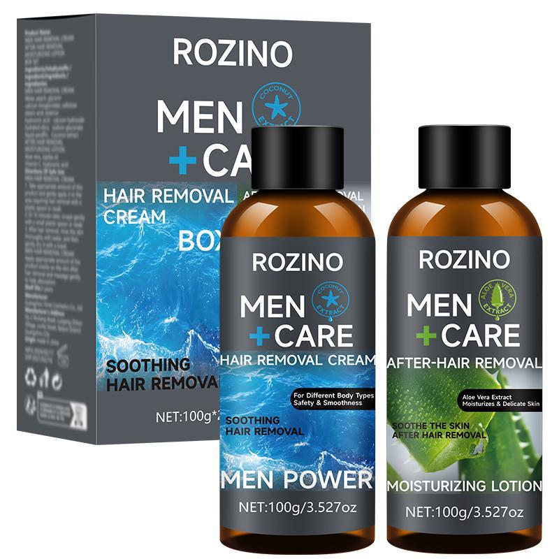 Men's Hair Removal Cream & Aftershave Lotion, 2 Counts box Gentle Hair Removal Cream, Long Lasting Hair Removal Product for Men