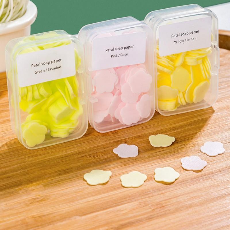 Random Color Disposable Travel Soap Sheet, 300pcs set Portable Hand Washing Soap Paper, Mini Flower Petal Soap Tablet for Outdoor Travel