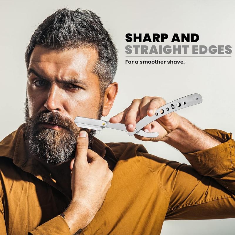 Professional Barber Straight Edge Razor Safety with 100-Pack  - 100 Percent Stainless Steel ()