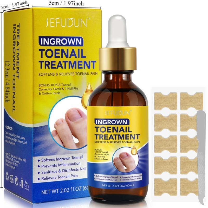 Ingrown Toenail Care Set, 1 Box Soothing Toenail Oil & Toenail Patches & Nail File, Nail Care Product for Men & Women