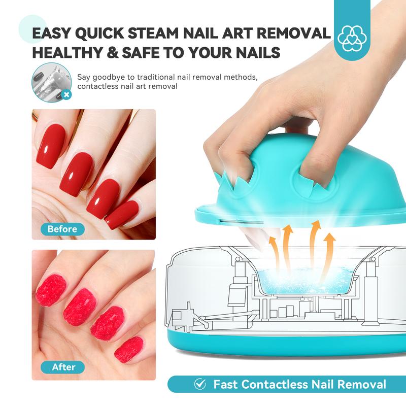 SAVILAND Nail Soaking Bowl Steam: Automatic Heating Ultrafast Nail Polish Remover Machine Gentler U V Gel Nail Polish Removal | Acrylic Nail Remover Kit | Dip Powder Remover Nail Art Tools Home Salon