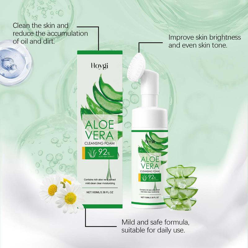 Aloe Vera Cleansing Foam, 1 Count Gentle Cleansing Foam, Deep Soothing & Hydrating Facial Cleansing for Exfoliator, Nourishing Skin Care, Foaming Face Cleanser for All Skin Type