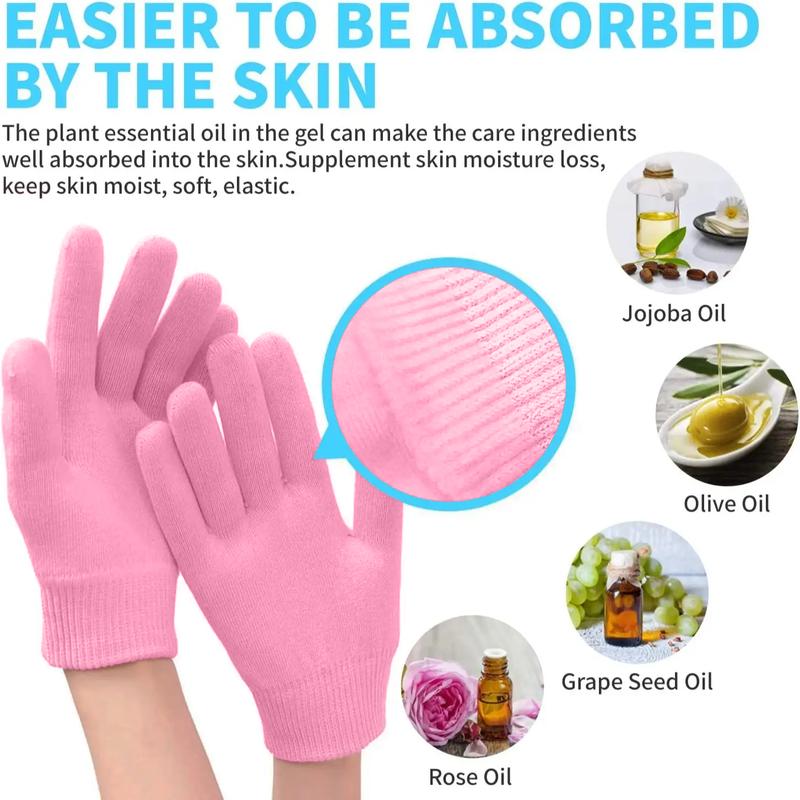 Moisturizing Gel Socks and Gloves Spa Gloves and Socks Set Skin Care Winter Socks for Dried Cracked Feet and Hands Pink Moisturizing Gel