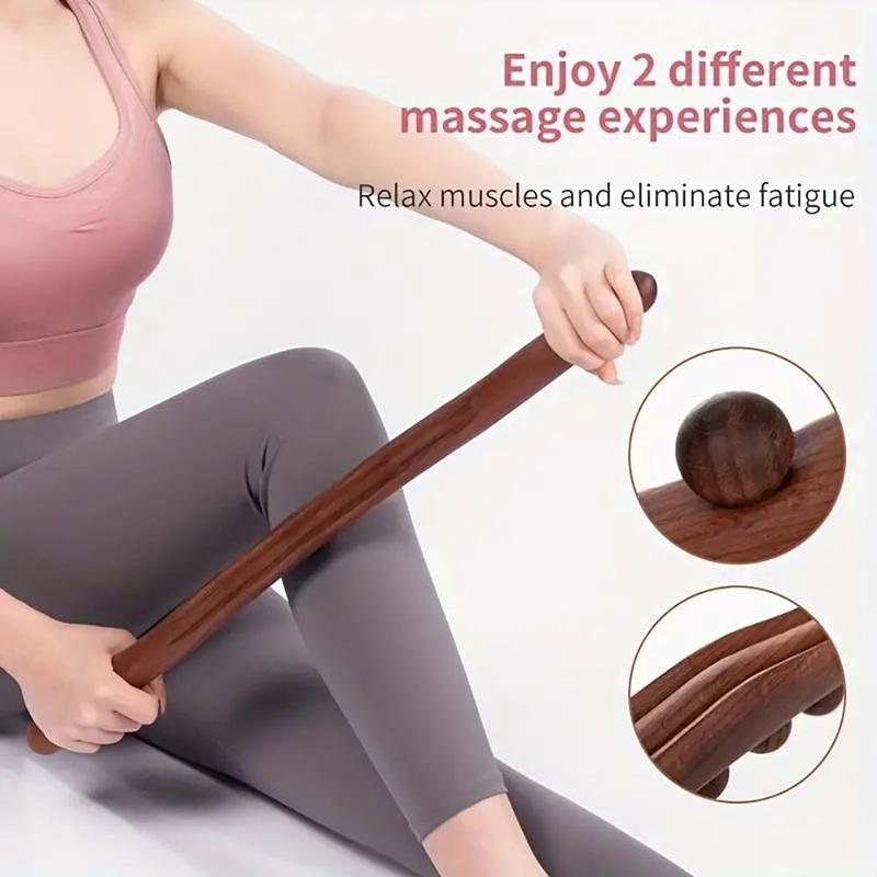 Wooden Body Massage Tool, Manual Massager for Neck Back Foot Calf Leg Relax, Portable Whole Body Muscle Massage Stick for Home & Travel