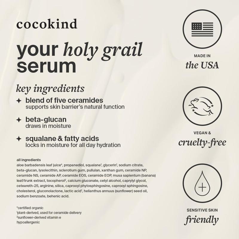 Cocokind Ceramide Barrier Serum, Hydrating Serum to Reduce Dryness, All Skin Types including Sensitive Skin, Fragrance Free, Cruelty Free, 1 fl oz