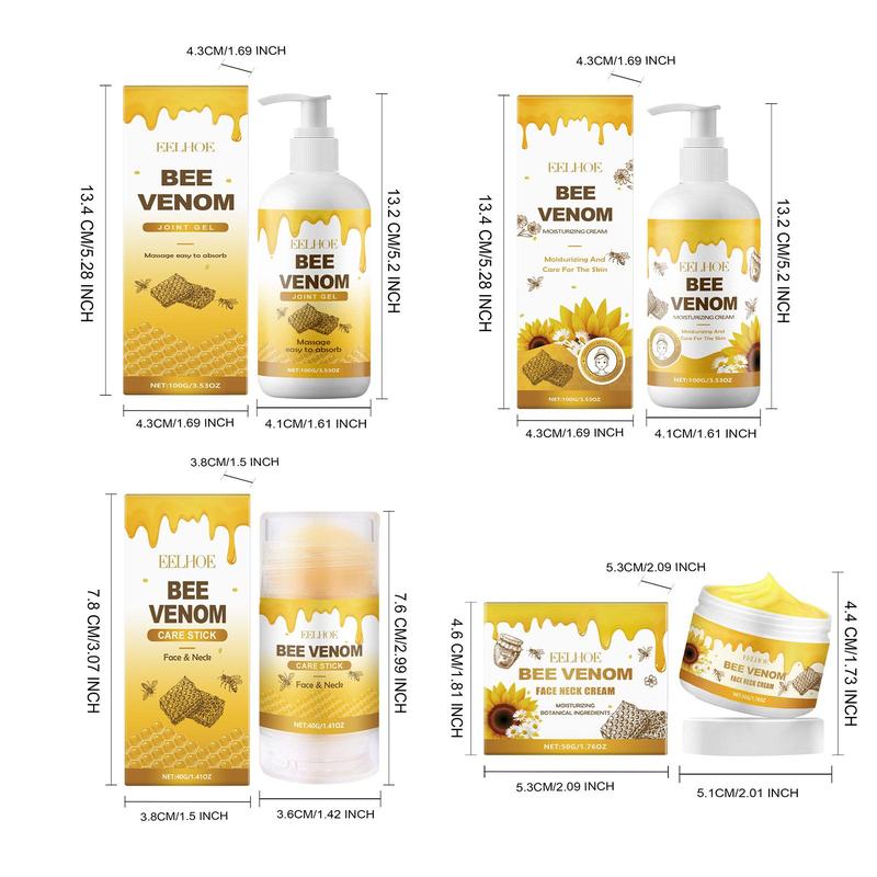 Bee Venom Skin Care Set, 4 Counts Moisturizing Body Care Set, Hydrating Firming Body Care Kit, Daily Skincare Products for Women & Men