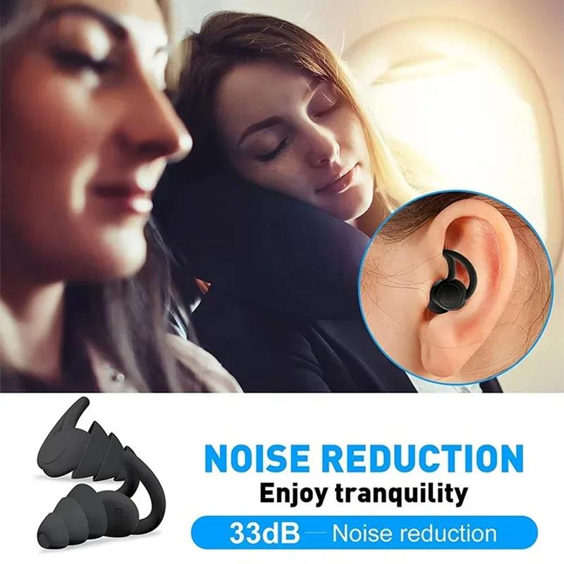 Reusable Sleep Earplugs, 2 Pairs 3 Layer Noise Reduction Silicone Earplugs, Protect Our Ears for Learning, Working, Traveling, Sleeping, Christmas Gift