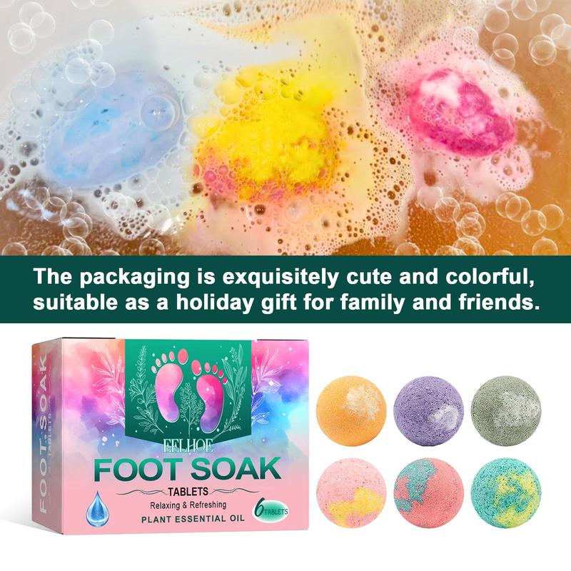 Ginger Foot Soak Bath Bombs, 6 Counts box Natural Foot Soak Tablets, Foot Spa Bombs, Foot Care Products for Women & Men