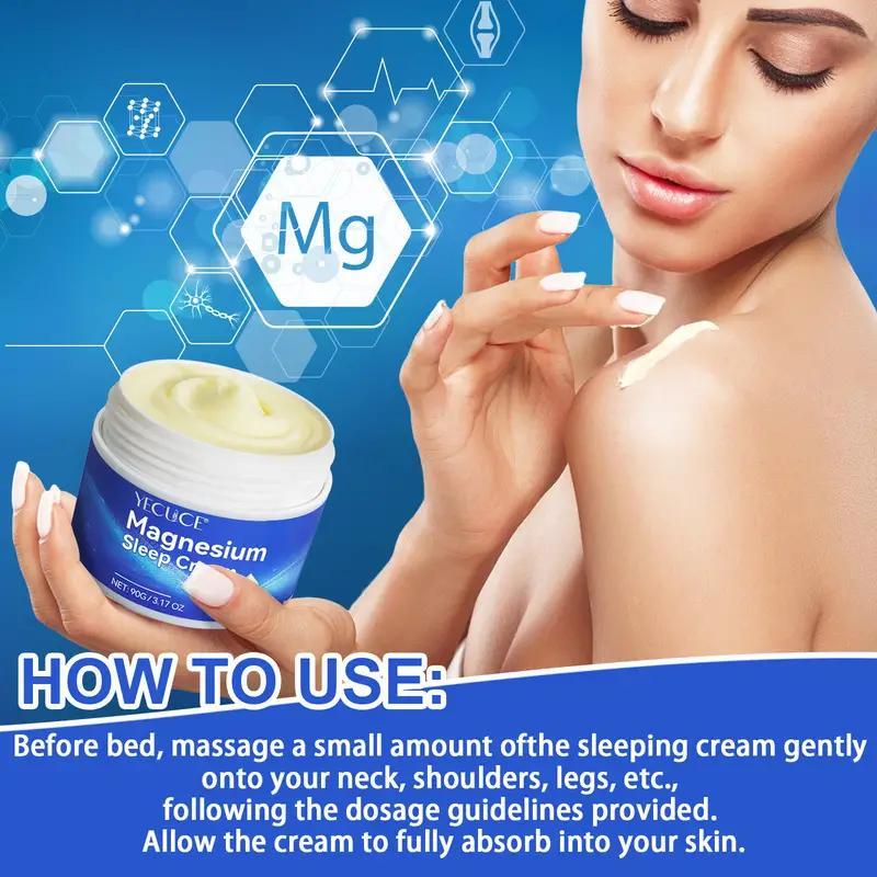 Magnesium Sleep Cream, Deep Relaxation Sleep Cream, Moisturizing Body Cream for Legs, Arms, Body, Body Care Product for Women & Men