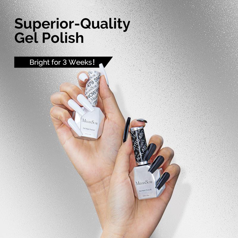 MelodySusie Gel Polish Kit 15ml Black & White Colors Polish Set Nail Art Manicure Salon Diy at Home Christmas Gift Nail Care Nail Polish Cutics