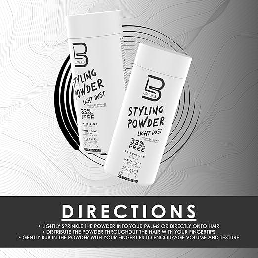 L3 Level 3 Styling Powder ( Pack Of 2 ) - Natural Look Mens Powder & L3 Level 3 Light Hold Styling Powder-Natural Matte Hairstyle-Texturizing Haircare