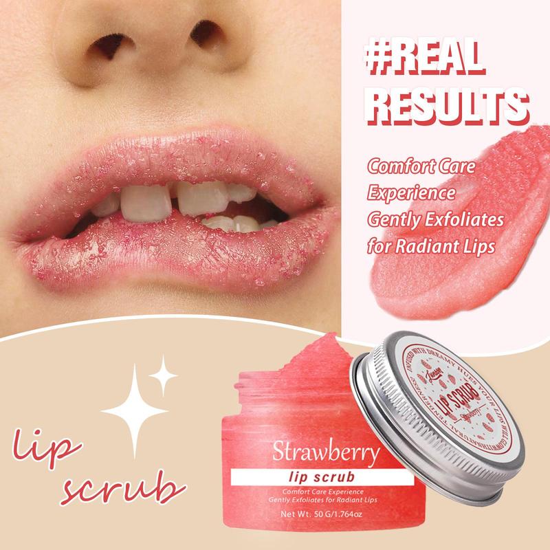 Strawberry Watermelon Coconut Rose Lip Scrub, Moisturizing Lip Care Scrubs for Exfoliating Fade Lip Lines Removing Dead Skin, Improving Lip Skin & Dark Lip