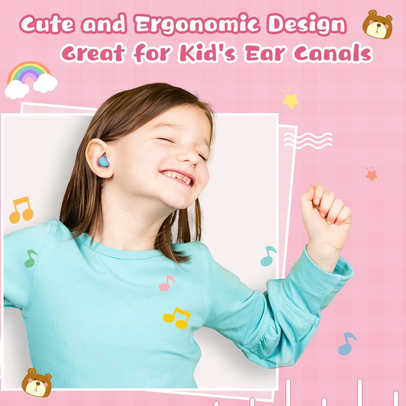 Kids Ear Plugs 2 Pairs(6-12 yrs), Reusable Noise Cancelling Earplugs, Silicone Noise Sensitivity Ear Plugs for Children Small Ears, Ear Protection for Concerts Flying School Playtime noise reduction noise cancellation high fidelity reusable hearing