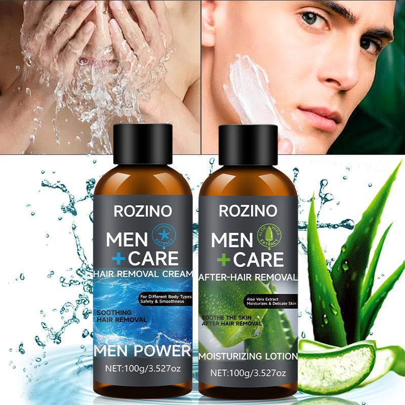 Men's Hair Removal Cream & Aftershave Lotion, 2 Counts box Gentle Hair Removal Cream, Long Lasting Hair Removal Product for Men