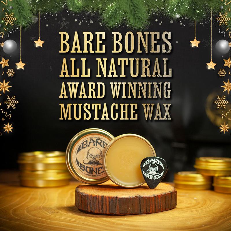 Medium Hold Mustache Wax | 1oz Bare Bones Moustache & Beard Wax Tin By Death Grip