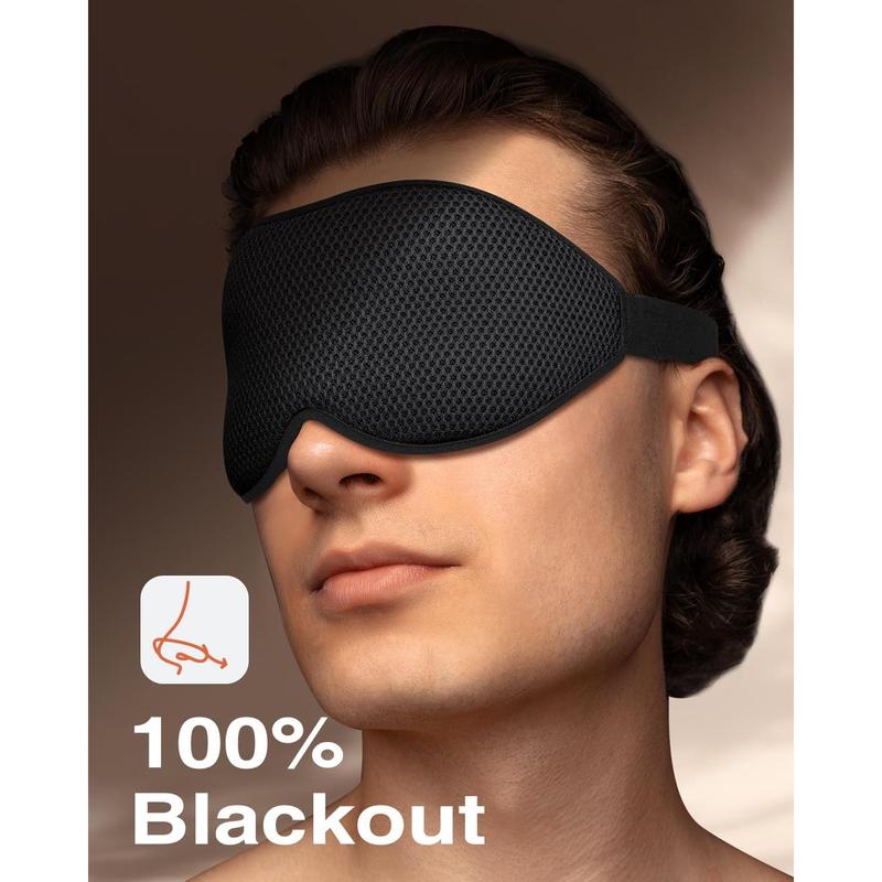 Sleep Mask for Side Sleeper, Eye Mask for Sleeping Women Men, 3D Contoured Cup No Eye Pressure 100% Light Blocking Sleeping Mask with Adjustable Strap Night Blindfold Flight, Travel, Nap, Black