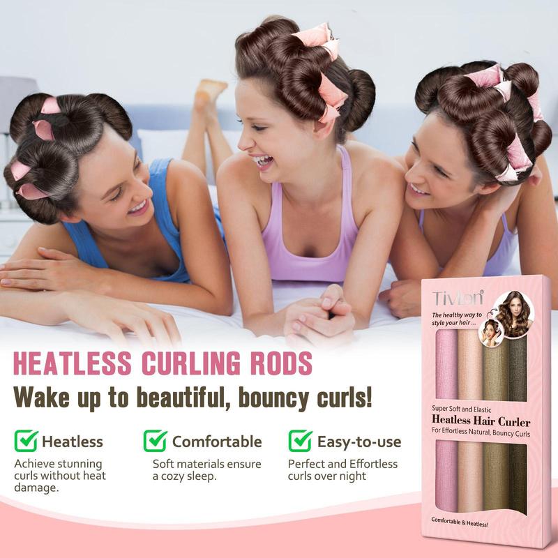 Heatless Hair Curler, 4 Counts box Soft & Comfortable Hair Curler, Hair Styling Tool for Women & Girls, No Heat Hair Curling Tool, Christmas Gift