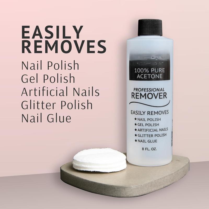 Pure Acetone Polish Remover Gel Kit with Cuticle Pusher, File, Buffer, and Scraper - Ideal for Gel Polish & Dip Powder Removal