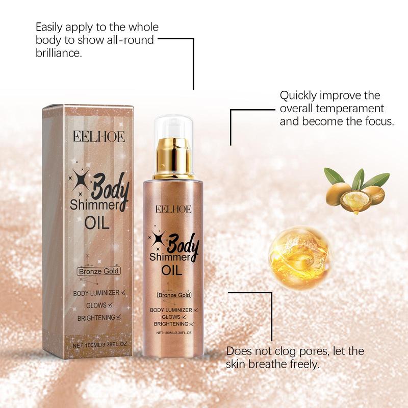 Glitter Body Oil, 4 Counts set Long Lasting Shimmering Body Glitter Oil for Christmas Gift, Body Care Product for Women & Girls, Suitable for All Skin Types