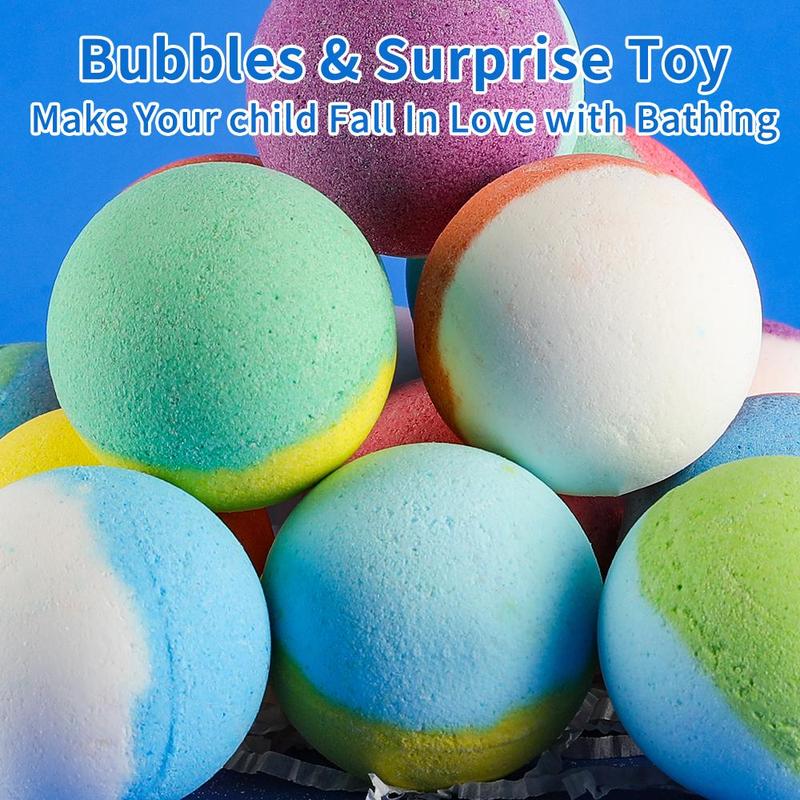 Bath Bombs for Kids with Surprise Toy Inside, 15pcs box Kids Bath Bombs Gift Set, Natural Organic Kids Bubble Bath Fizzy with Bath Toys, Gifts for Kids