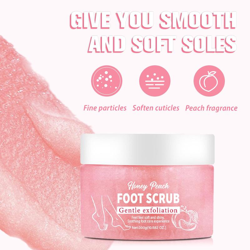 300g Peach Flavor Foot Scrub, Moisturizing Deep Cleansing Body Scrub for Face, Body, Hands and Feet, Skin Care Product