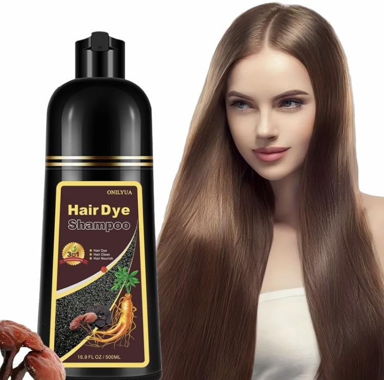 Chestnut Brown 3-in-1 Hair Color Shampoo – Quick Gray Coverage with Long-Lasting Effect, Unisex, Gentle Herbal Formula for All Hair Types.