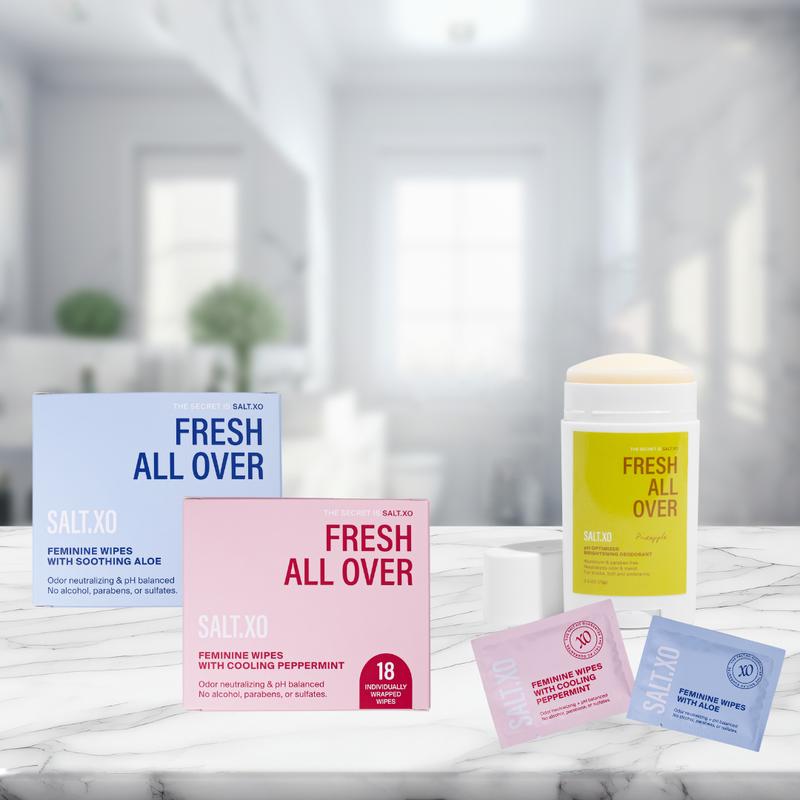 Salt.Xo Fresh All Over Bundle – Aloe + Mint Feminine Wipes & Pineapple Deodorant