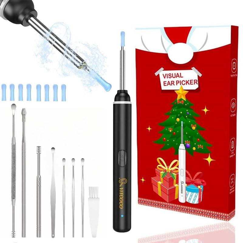 Earwax Cleaning Tool with Camera, Equipped with 6 LED Lights, 3mm Lens Diameter, and 7 Replaceable Silicone Ear Spoons, Compatible with iPhone, iPad, and Android Systems, Christmas Gift