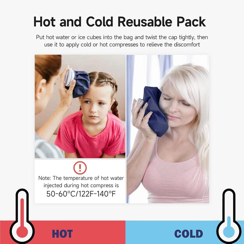 Ice Packs for Injuries Reusable, Ice Cold Pack, Ice Bags Hot Water Bag for Hot & Cold Therapy & Pain Relief, 3 Sizes (6