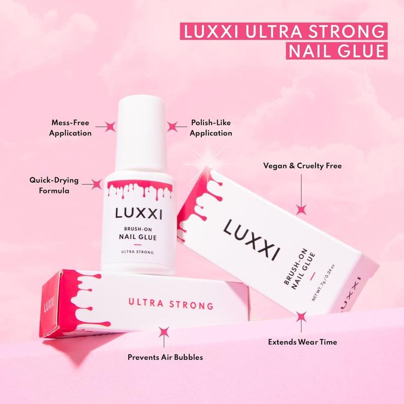 Ultra Strong Brush-On Nail Glue for Long Lasting Wear | LUXXI Gel Manicure Nail Art Nail Care