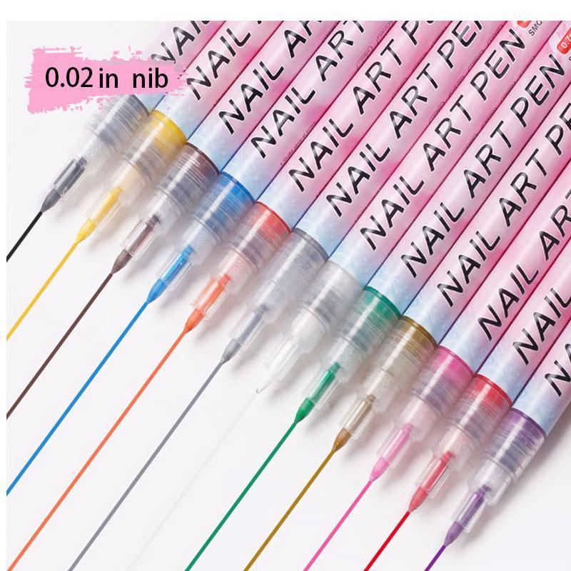 Waterproof DIY Graffiti Nail Art Pen Set, 12pcs set Colorful Acrylic Marker Pen, Professional Nail Art Tool for Women & Girls