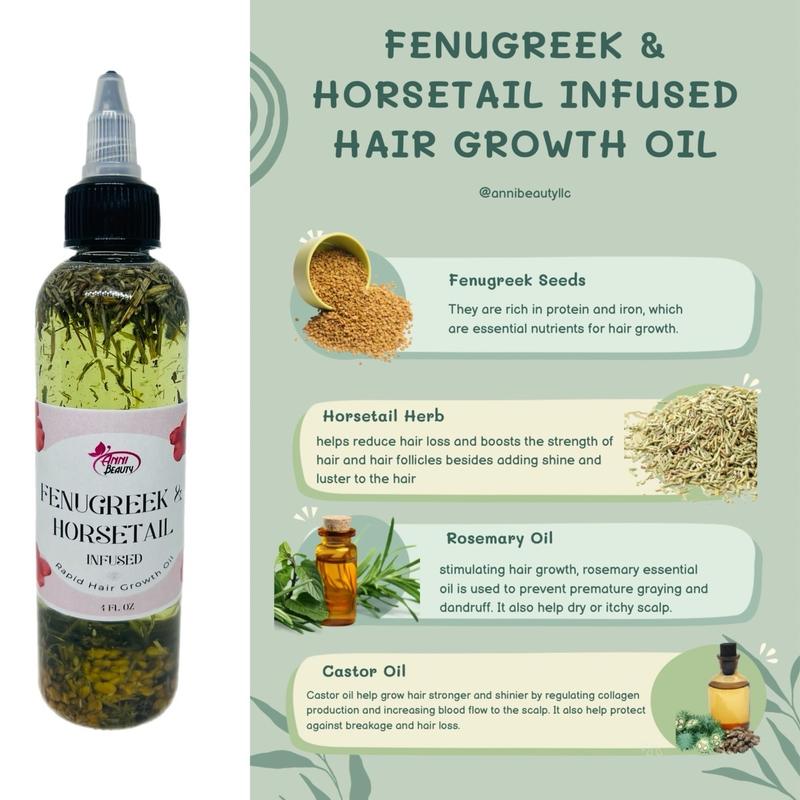 Extra Strength Fenugreek & Horsetail, Rosemary Infused Hair Growth Oil Moroccan