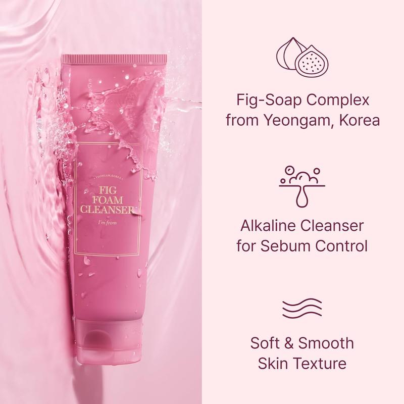 [I’m From Official Shop] Fig Foam Cleanser | Korean Daily Gentle Face Wash for Oily, Sensitive Skin, Sebum Control, Mild Alkaline, Creamy Bubble, Lather, Exfoliating, Vegan, Hydrating, Pore Cleansing 5.07 fl oz, Facial Wash Facial Cleansing Skin Repair