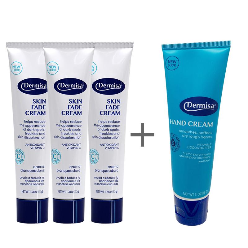 Dermisa Skin Fade Cream 1.78 Oz  Pack of 3 +  1 Free Dermisa Hand Cream 3 Oz.