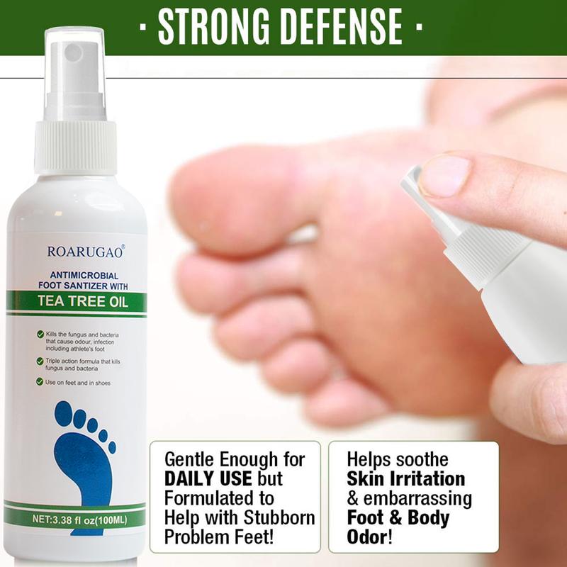 [Enjoy 60% Off] Tea Tree Oil Infused Foot Sanitizer Spray, 3.38 Ounce Bottle, featuring a blend of Pure Tea Tree Oil & Aloe Vera for Long-Lasting Disinfection & Antibacterial Protection