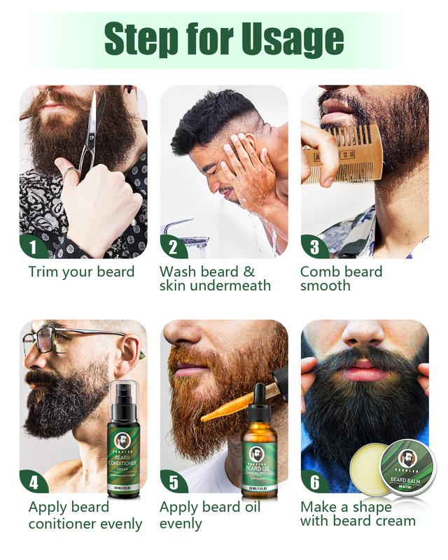 Gifts for Men, Beard Care Kit with Beard Oil Balm Conditioner Wash Brush Comb Scissor, Stocking Stuffers for Men Birthday Christmas Gifts for Boyfriend Brother Dad Husband Hair Care