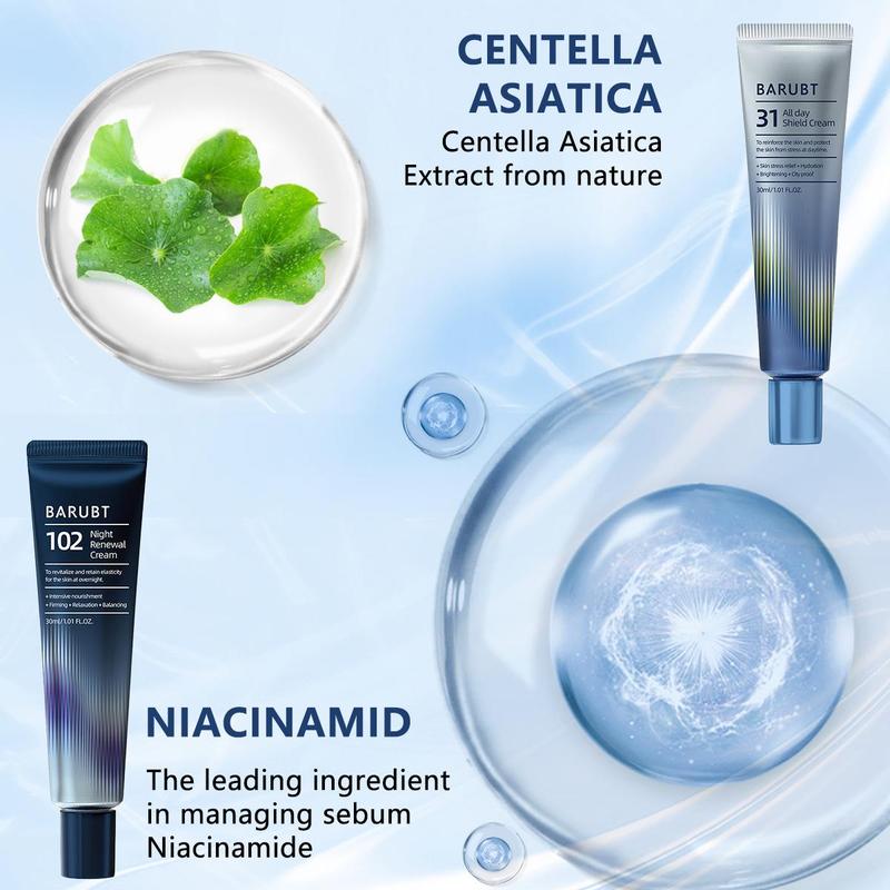 [90% People Choose] Dermacycle Program Creams (Day & Night) - Includes Centella Asiatica, Tocotrienol Facial Creams (2x30mL). Enriched with Hyaluronic Acid, Peptides, Shea Butter, Rice Bran Oil, & Avocado Extract for Intense Skincare.