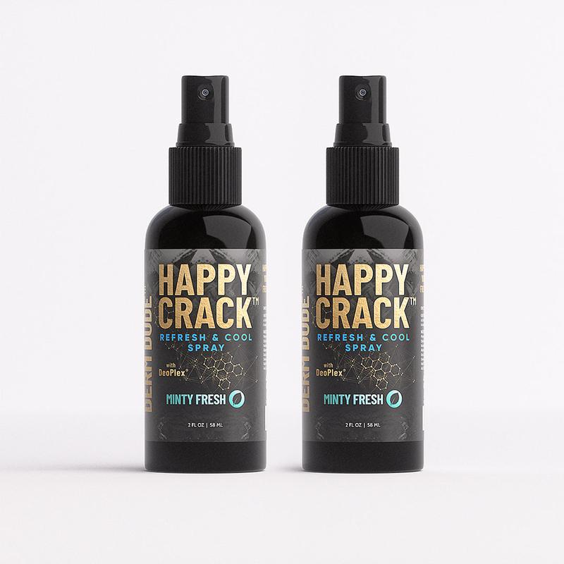 Happy Crack Refresh & Cool Spray – Minty Fresh Scent, Butt Odor Neutralizing, Removes Sweat & Perspiration Smell, Aloe & Chamomile Body Care