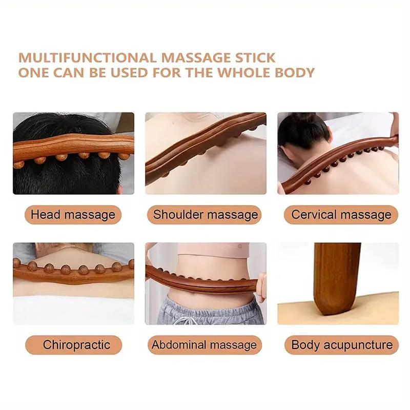 Wooden Body Massage Tool, Manual Massager for Neck Back Foot Calf Leg Relax, Portable Whole Body Muscle Massage Stick for Home & Travel