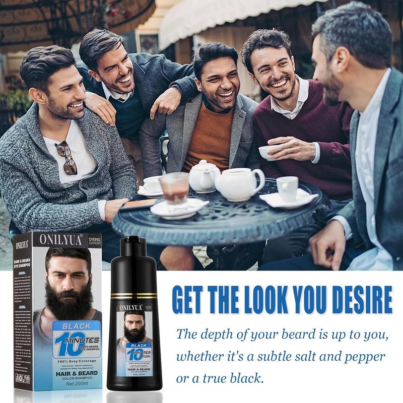 Men's Beard Color Shampoo instant 10 Mins Dye Black for Mustache Beard Darkening Hair Dye Haircare