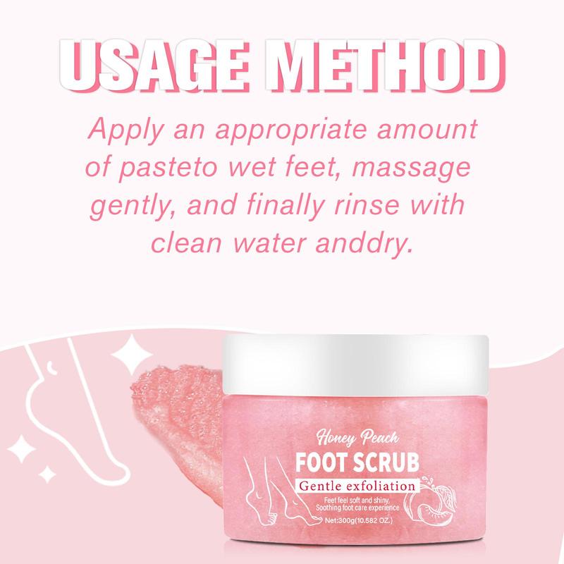 300g Peach Flavor Foot Scrub, Moisturizing Deep Cleansing Body Scrub for Face, Body, Hands and Feet, Skin Care Product