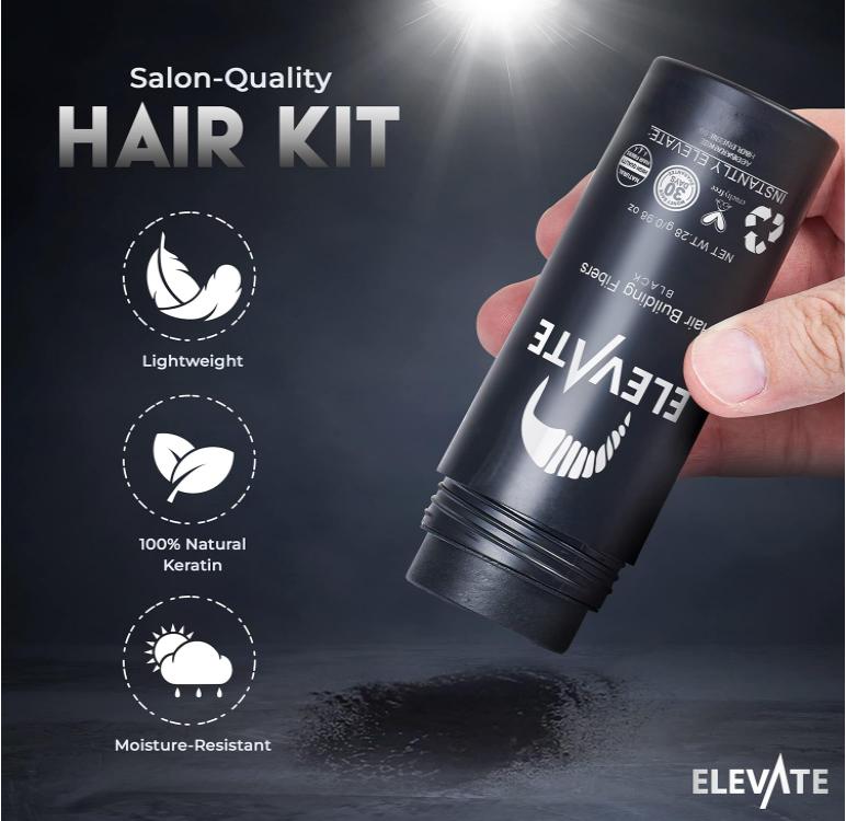 ELEVATE Hair Perfecting 3-in-1 Kit Set Includes Natural Hair Thickening Fibers & Spray Applicator